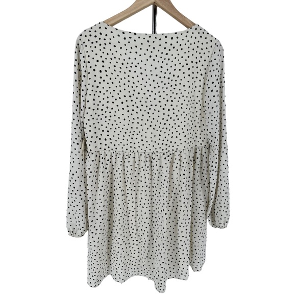 Altar’d State White Black Polka Dot Mini Dress size Large NWT Long Sleeves - Picture 8 of 12
